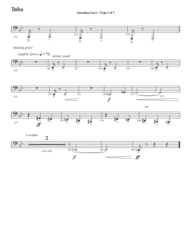 Amazing Grace (250th Anniversary Edition) (Choral Anthem SATB) Tuba (Semsen Music / Arr. John Bolin / Orch. David Shipps)