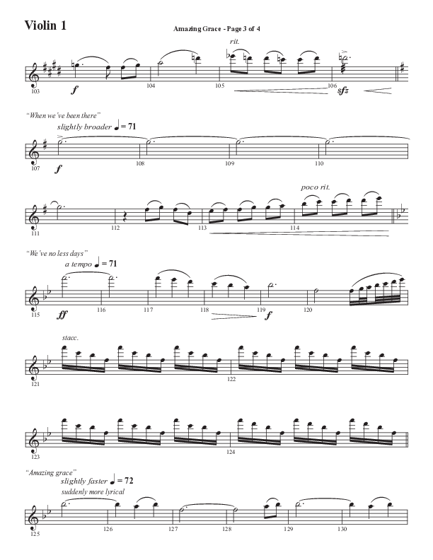 Amazing Grace (250th Anniversary Edition) (Choral Anthem SATB) Violin 1 (Semsen Music / Arr. John Bolin / Orch. David Shipps)