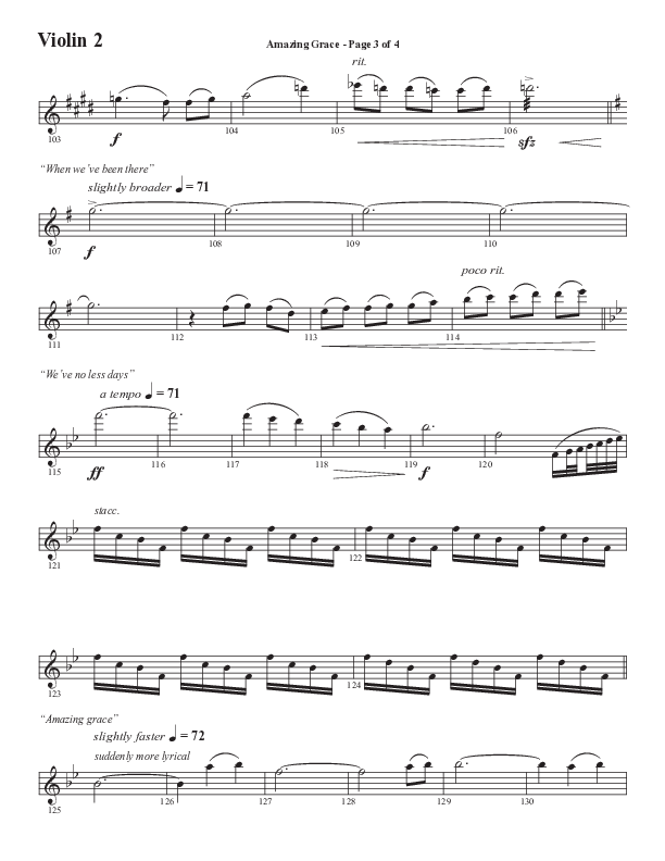 Amazing Grace (250th Anniversary Edition) (Choral Anthem SATB) Violin 2 (Semsen Music / Arr. John Bolin / Orch. David Shipps)