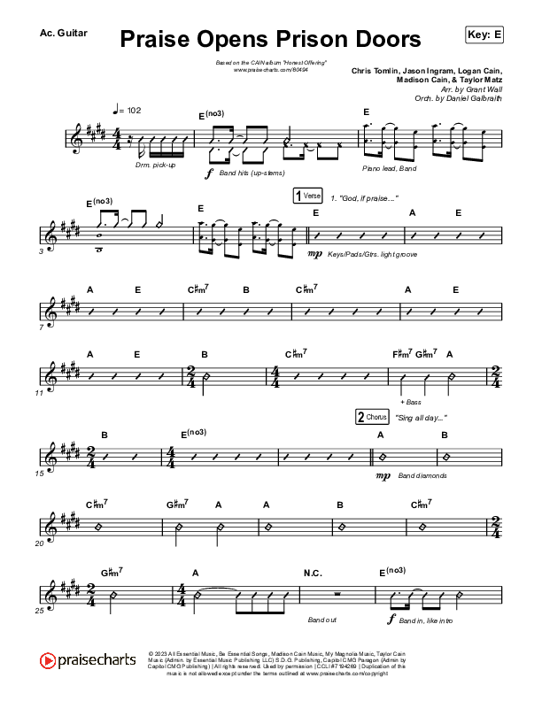 Praise Opens Prison Doors Acoustic Guitar (CAIN)