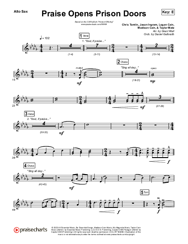 Praise Opens Prison Doors Alto Sax (CAIN)