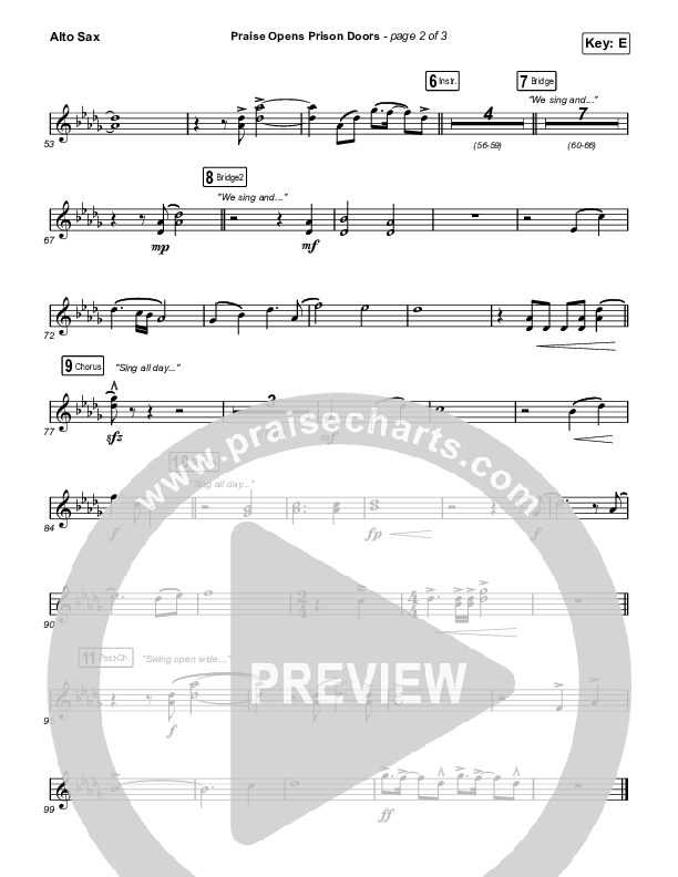 Praise Opens Prison Doors Alto Sax (CAIN)
