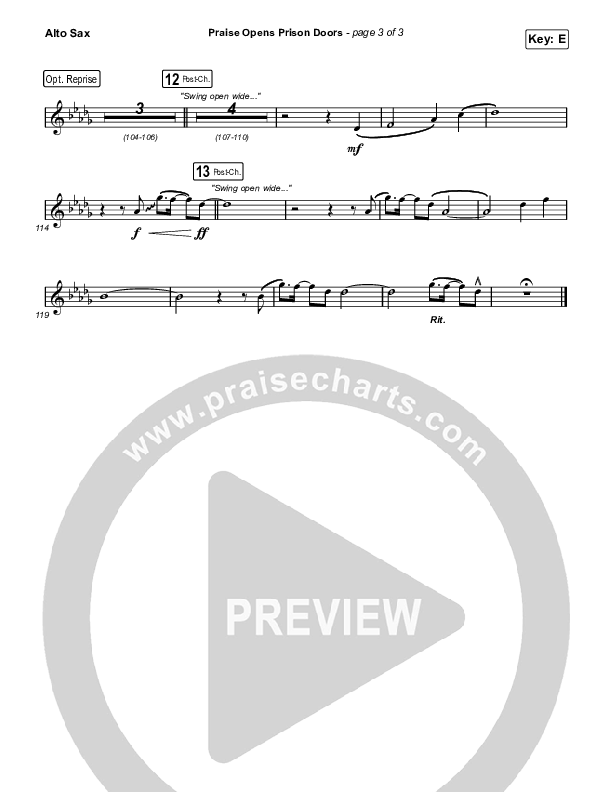 Praise Opens Prison Doors Alto Sax (CAIN)