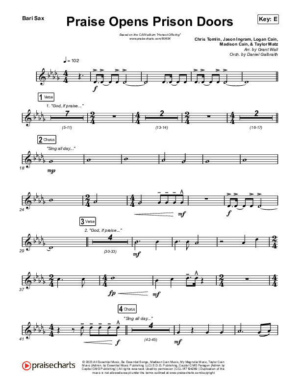 Praise Opens Prison Doors Bari Sax (CAIN)