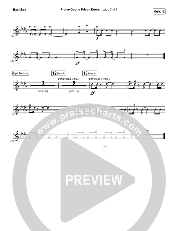 Praise Opens Prison Doors Bari Sax (CAIN)