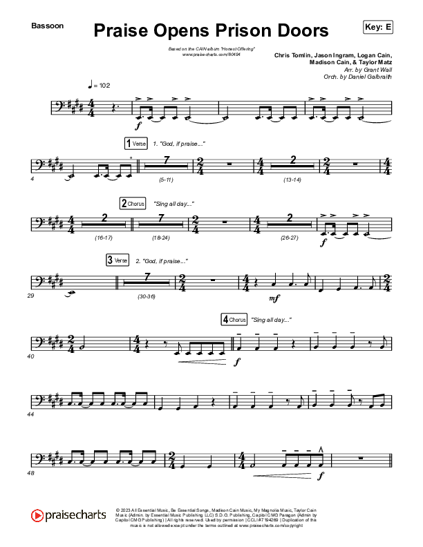 Praise Opens Prison Doors Bassoon (CAIN)