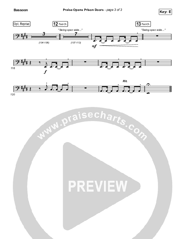 Praise Opens Prison Doors Bassoon (CAIN)