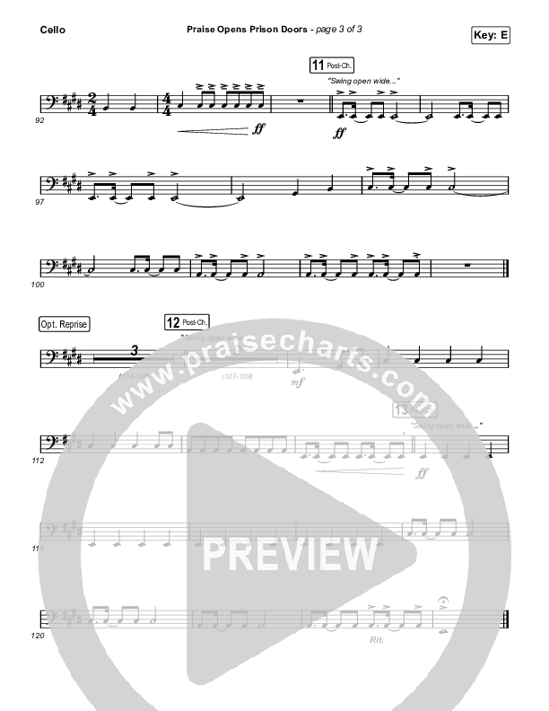 Praise Opens Prison Doors Cello (CAIN)