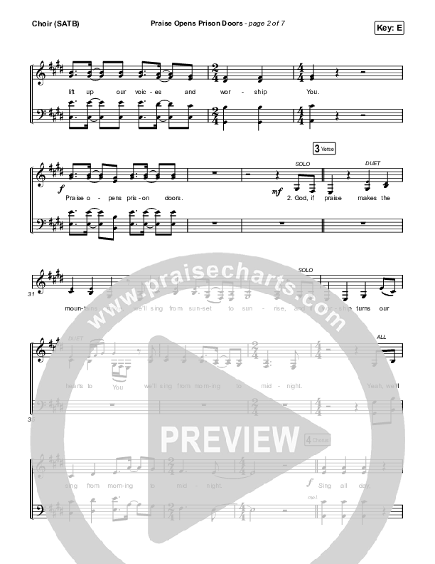 Praise Opens Prison Doors Choir Sheet (SATB) (CAIN)