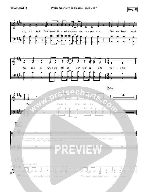 Praise Opens Prison Doors Choir Sheet (SATB) (CAIN)