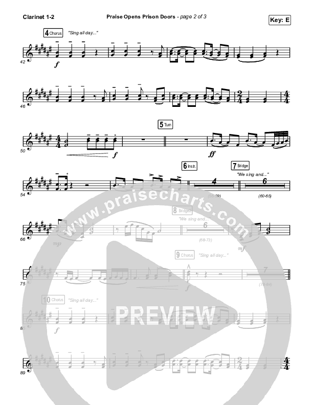 Praise Opens Prison Doors Clarinet 1/2 (CAIN)