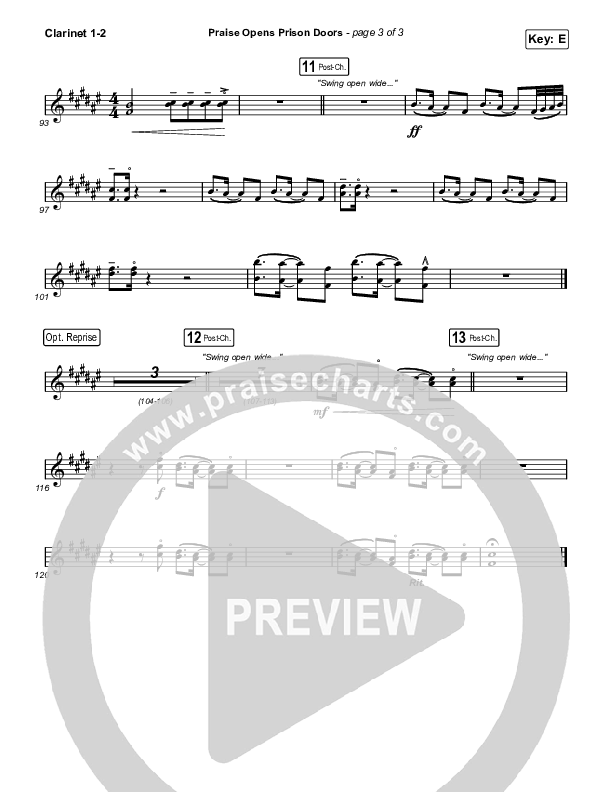 Praise Opens Prison Doors Clarinet 1/2 (CAIN)