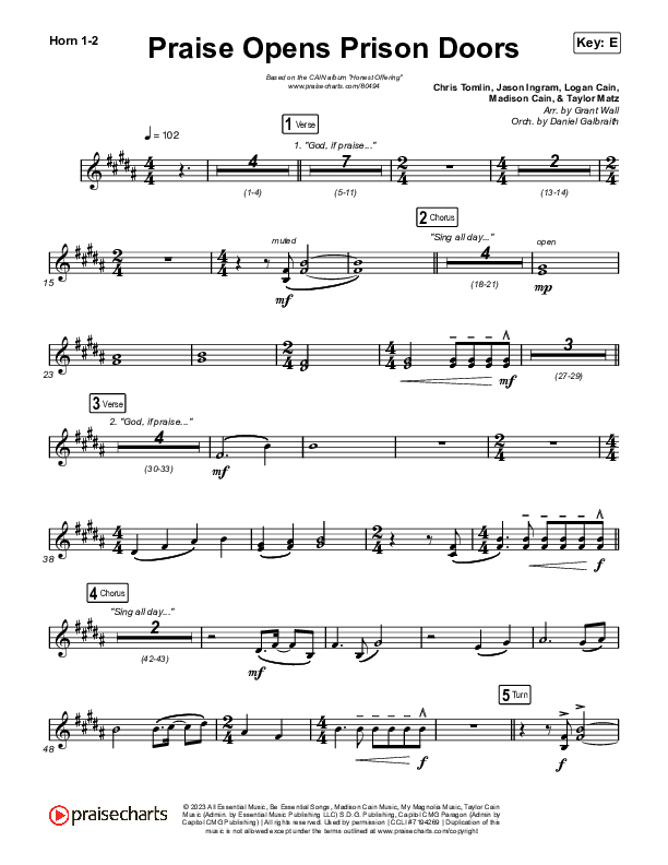 Praise Opens Prison Doors French Horn 1,2 (CAIN)