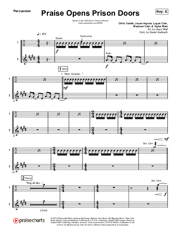 Praise Opens Prison Doors Percussion (CAIN)