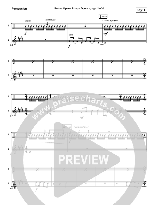 Praise Opens Prison Doors Percussion (CAIN)