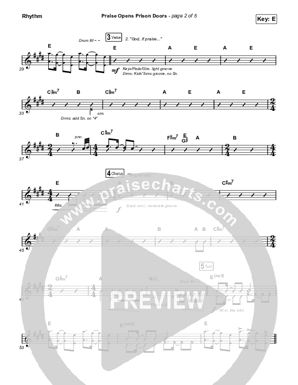 Praise Opens Prison Doors Rhythm Chart (CAIN)