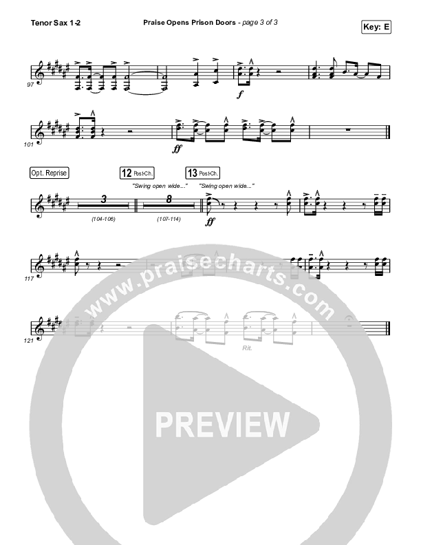 Praise Opens Prison Doors Tenor Sax 1,2 (CAIN)