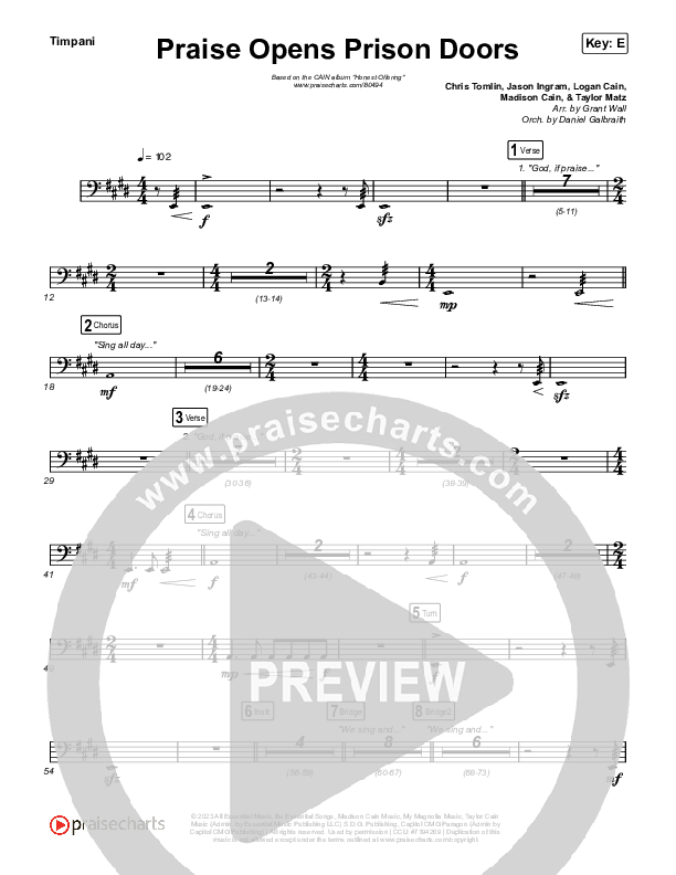 Praise Opens Prison Doors Timpani (CAIN)