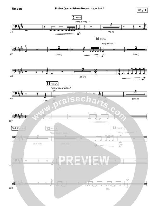 Praise Opens Prison Doors Timpani (CAIN)