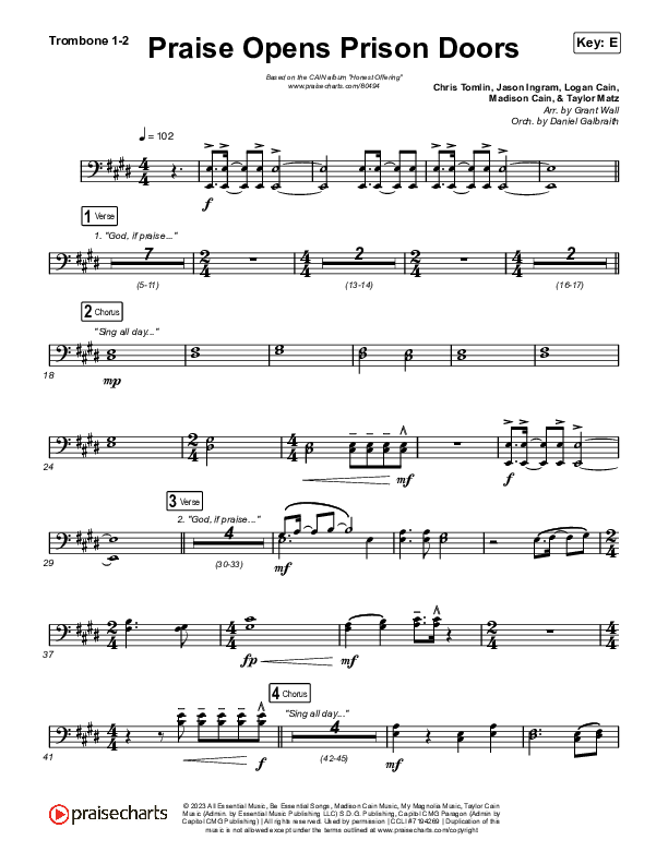 Praise Opens Prison Doors Trombone 1/2 (CAIN)