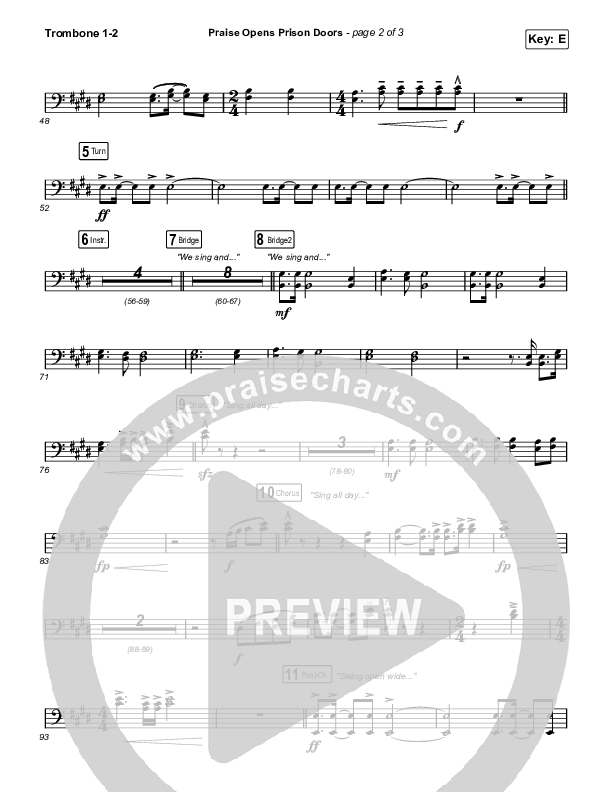 Praise Opens Prison Doors Trombone 1/2 (CAIN)
