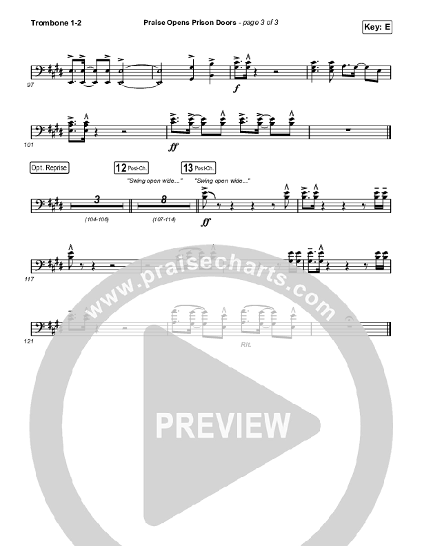 Praise Opens Prison Doors Trombone 1/2 (CAIN)
