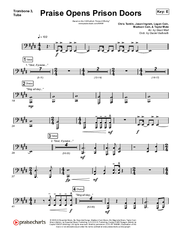 Praise Opens Prison Doors Trombone 3/Tuba (CAIN)