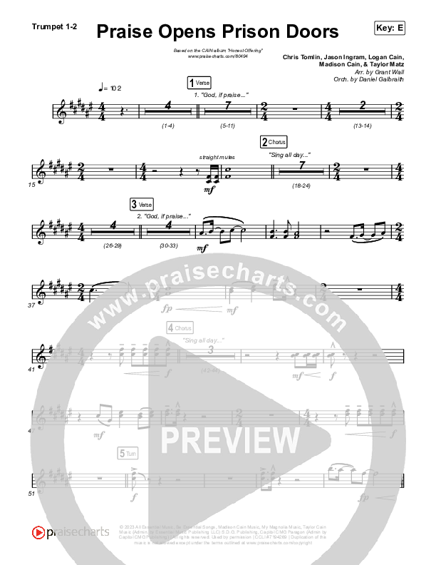 Praise Opens Prison Doors Trumpet 1,2 (CAIN)