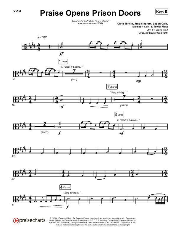 Praise Opens Prison Doors Viola (CAIN)