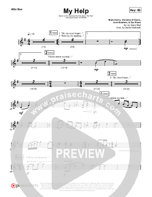 My Help Alto Sax (Gateway Worship / Josh Baldwin)