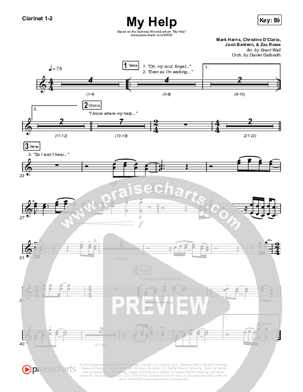 My Help Clarinet 1/2 (Gateway Worship / Josh Baldwin)