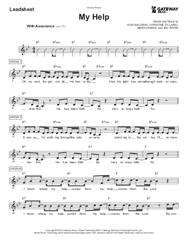My Help Lead Sheet (Mel) (Gateway Worship / Josh Baldwin)