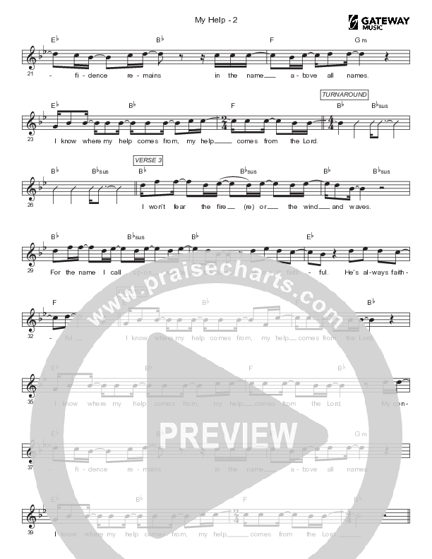 My Help Lead Sheet (Mel) (Gateway Worship / Josh Baldwin)