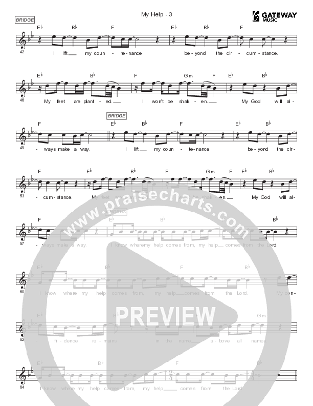 My Help Lead Sheet (Mel) (Gateway Worship / Josh Baldwin)