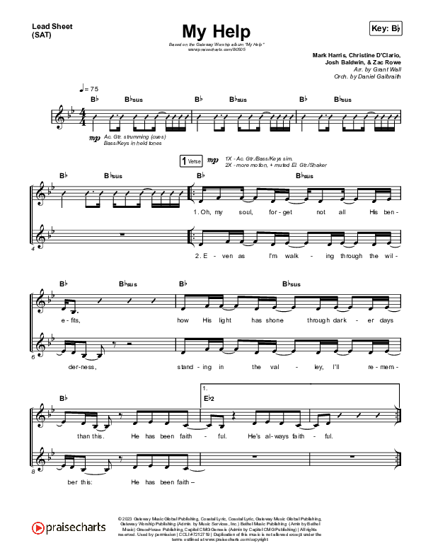 My Help Lead Sheet (SAT) (Gateway Worship / Josh Baldwin)