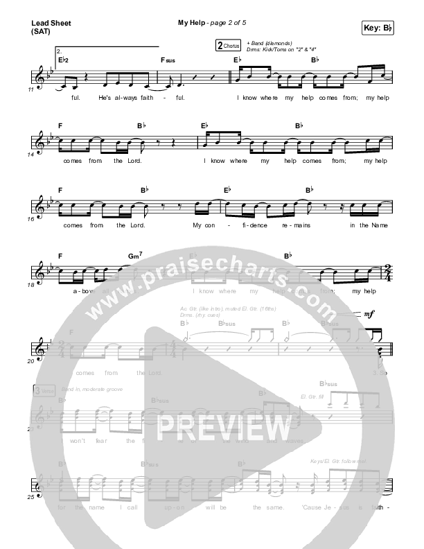 My Help Lead Sheet (SAT) (Gateway Worship / Josh Baldwin)