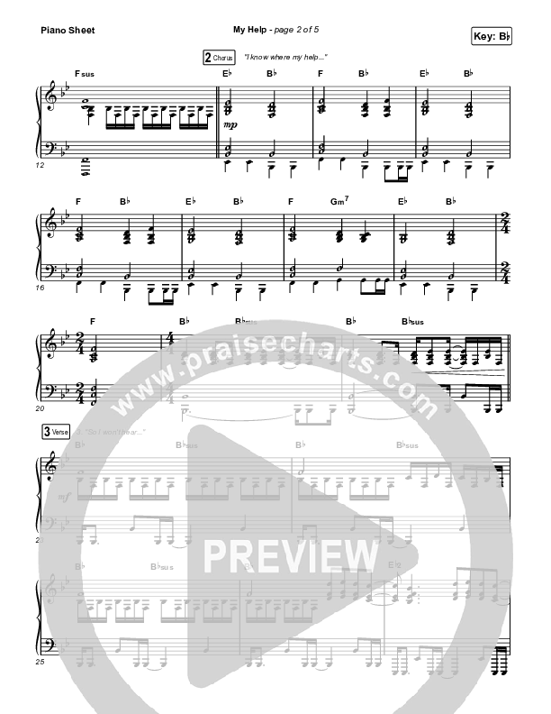 My Help Piano Sheet (Gateway Worship / Josh Baldwin)