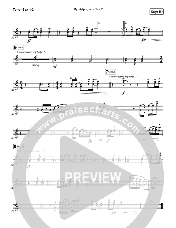 My Help Tenor Sax 1,2 (Gateway Worship / Josh Baldwin)
