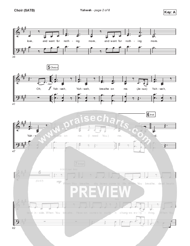 Yahweh Choir Sheet (SATB) (Leeland)