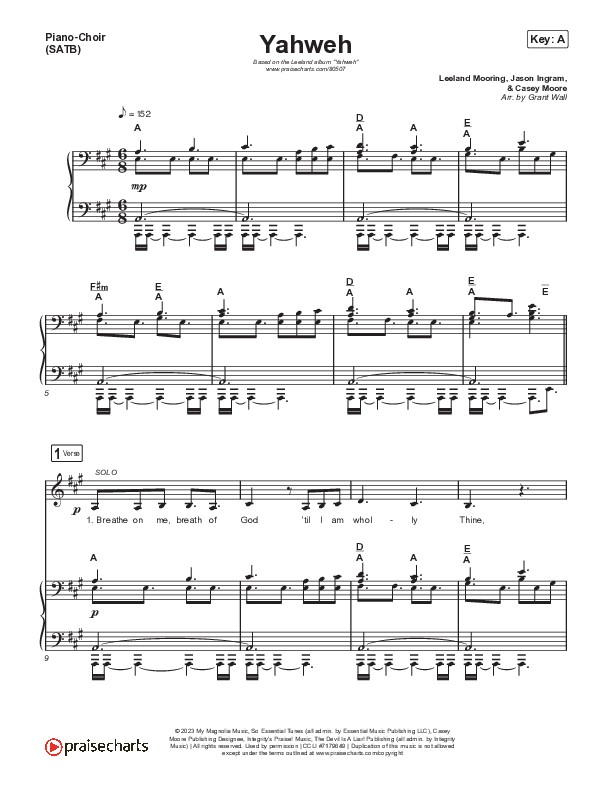Yahweh Sheet Music PDF (Leeland) - PraiseCharts