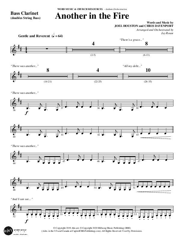 Another In The Fire (Choral Anthem SATB) Bass Clarinet (Word Music / Arr. Jay Rouse)