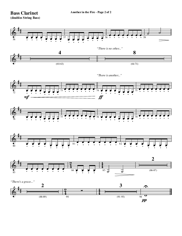 Another In The Fire (Choral Anthem SATB) Bass Clarinet (Word Music / Arr. Jay Rouse)