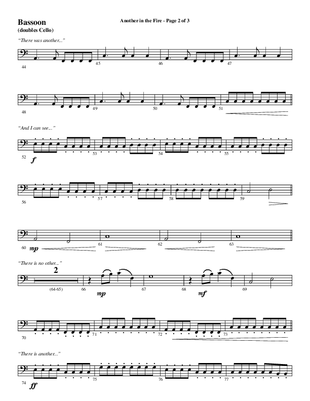 Another In The Fire (Choral Anthem SATB) Bassoon (Word Music / Arr. Jay Rouse)
