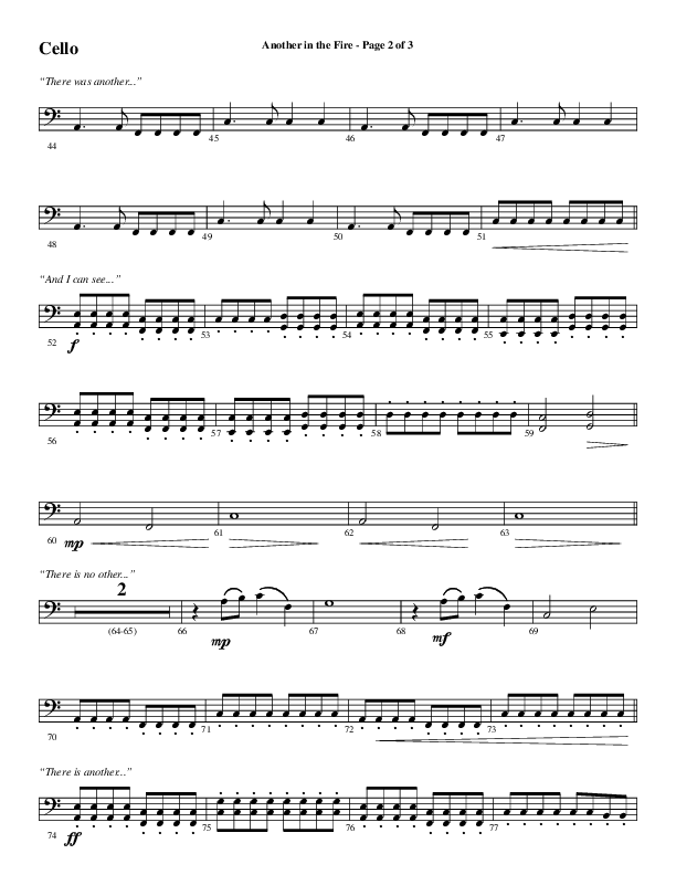 Another In The Fire (Choral Anthem SATB) Cello (Word Music / Arr. Jay Rouse)
