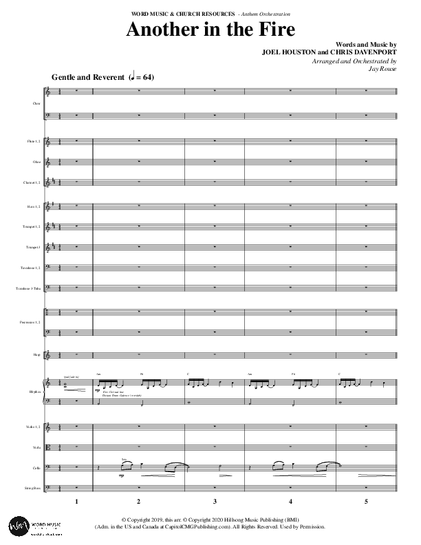Another In The Fire (Choral Anthem SATB) Orchestration (Word Music / Arr. Jay Rouse)