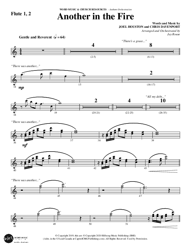 Another In The Fire (Choral Anthem SATB) Flute 1/2 (Word Music / Arr. Jay Rouse)