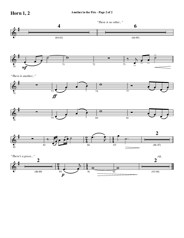 Another In The Fire (Choral Anthem SATB) French Horn 1/2 (Word Music / Arr. Jay Rouse)