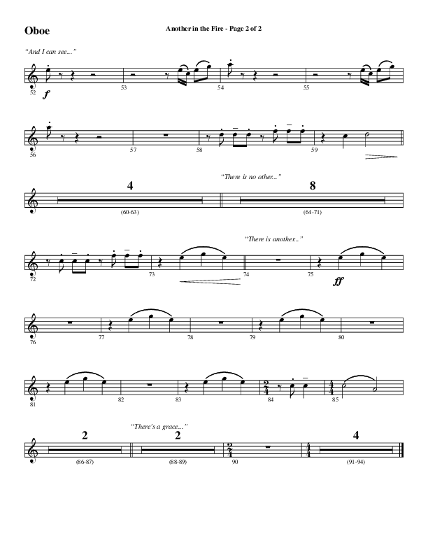 Another In The Fire (Choral Anthem SATB) Oboe (Word Music / Arr. Jay Rouse)