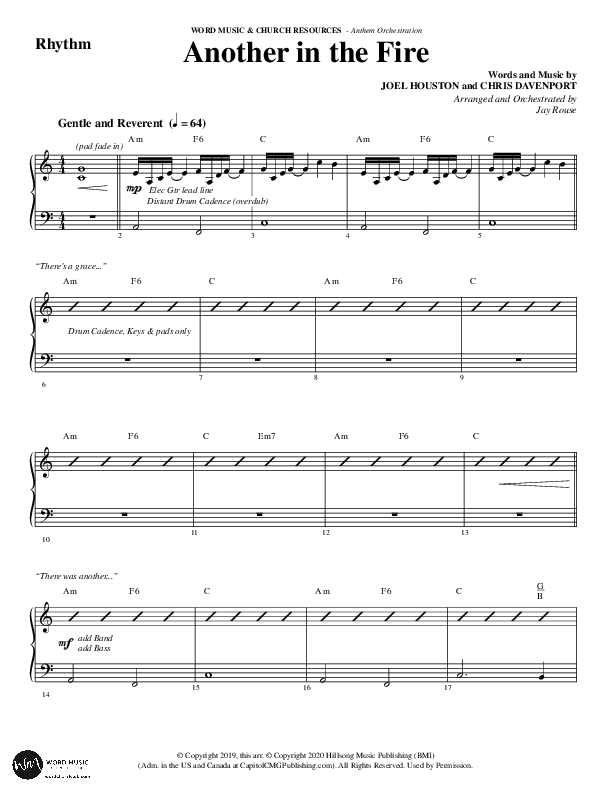 Another In The Fire (Choral Anthem SATB) Rhythm Chart (Word Music / Arr. Jay Rouse)