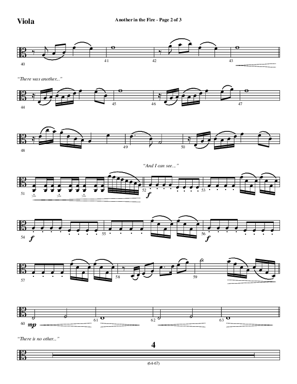 Another In The Fire (Choral Anthem SATB) Viola (Word Music / Arr. Jay Rouse)